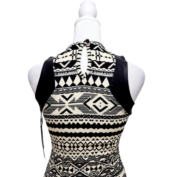 Tribal Print Sleeveless Midi Dress With Mesh Panel Detail Size S - Picture 12 of 13